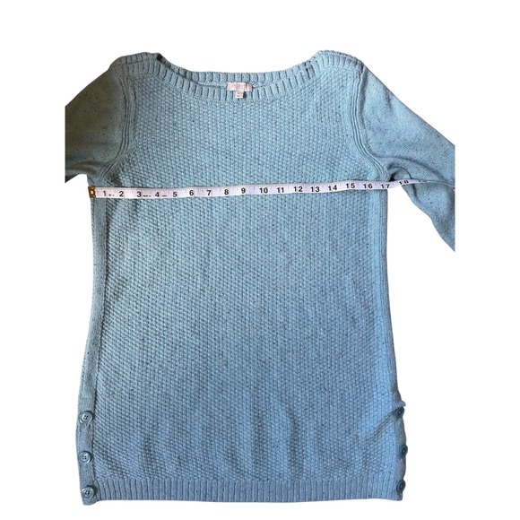 Talbots Womens Blue Button Accent Textured Knit Long Sleeve Top Sweater - Picture 4 of 5